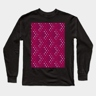 Valentine's retro polka dots 3D diamonds check burgundy Long Sleeve T-Shirt